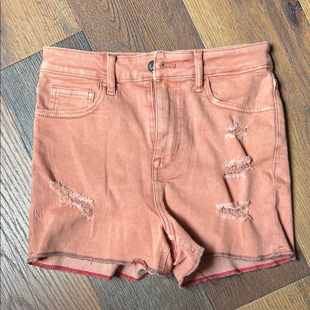 GUESS Distressed Peach Denim Shorts